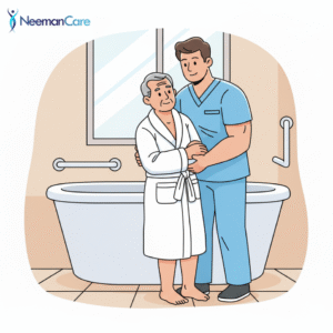 Иллюстрация сиделки и пациента в домашнем уходе